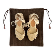 Mushroom Ribbed Velvet Drawstring Bag