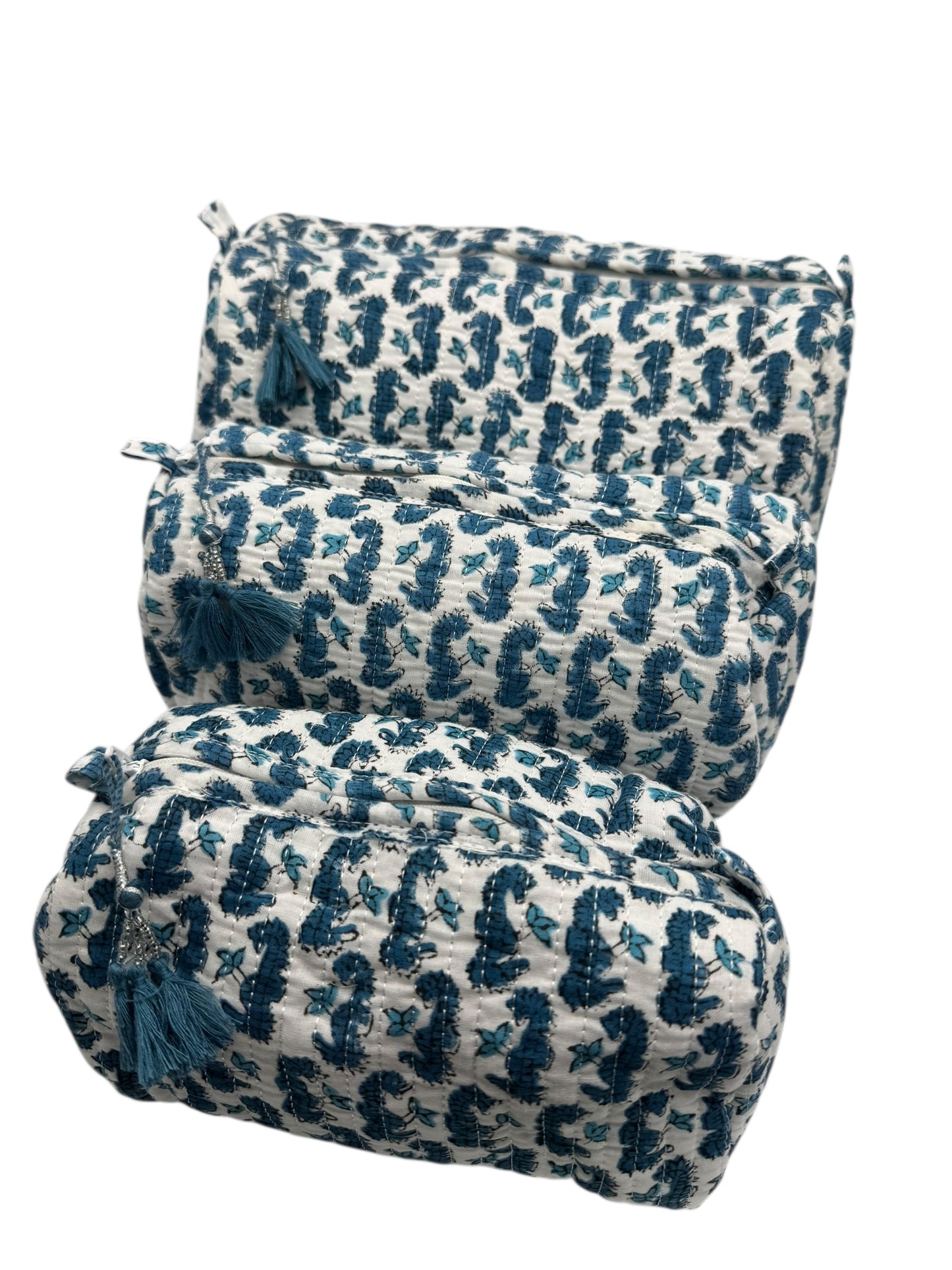'Blue Seahorse' Sponge Bag