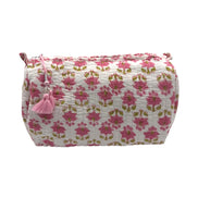 'Pink Tree & Leaves' Block Printed Sponge Bag/Washbag