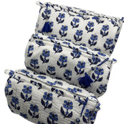 'Blue Trees' Block Printed Sponge Bag/Washbag Sponge Bag