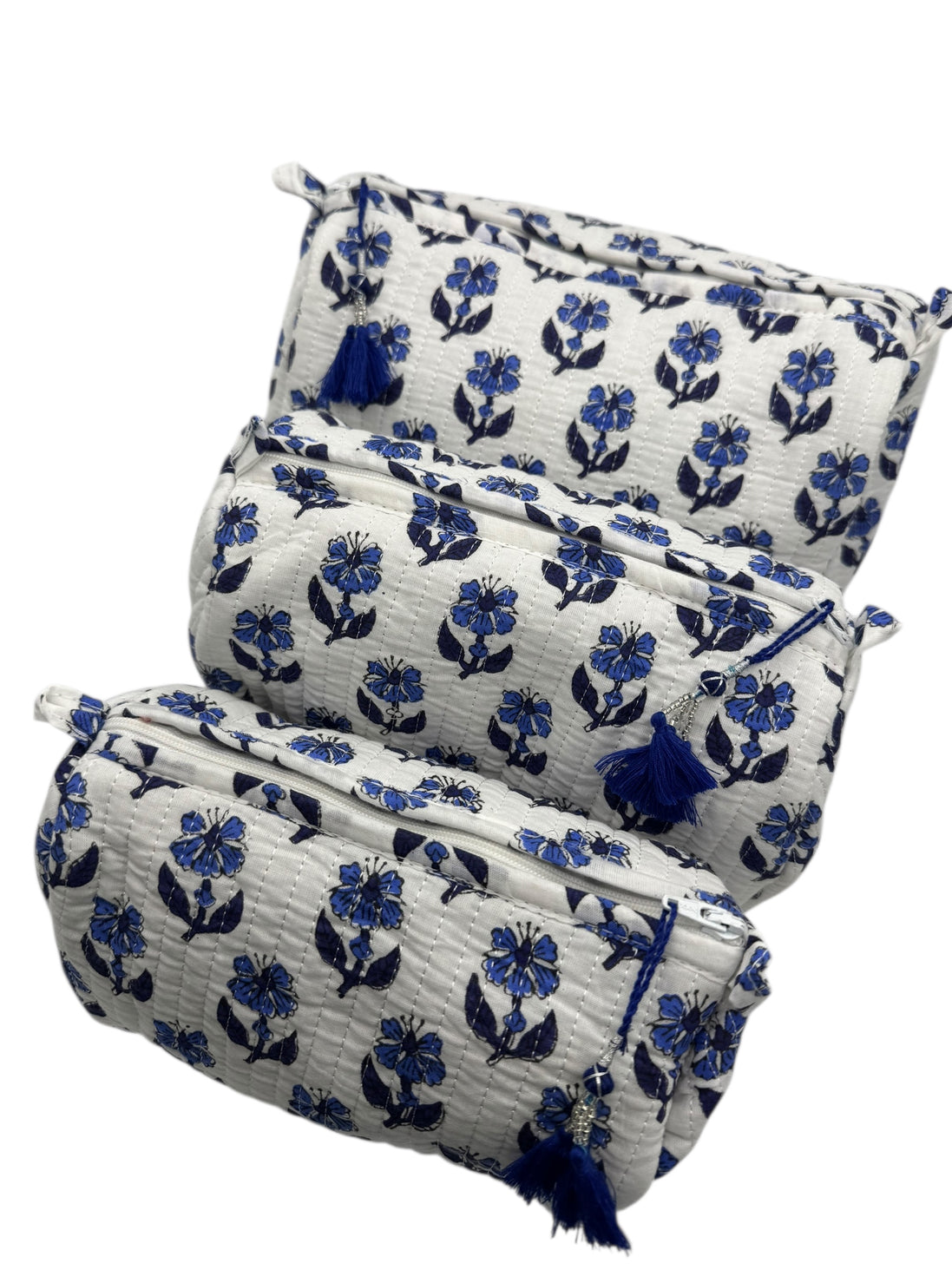 'Blue Trees' Block Printed Sponge Bag/Washbag Sponge Bag