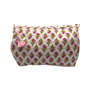 'Ochre & Pink Trees' Block Printed Sponge Bag/Washbag