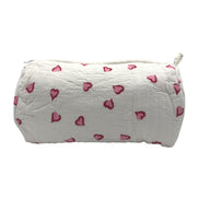 'Red & Pink Hearts' Block Printed Sponge Bag/Washbag