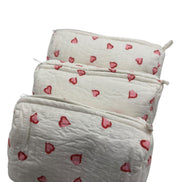 'Red & Pink Hearts' Block Printed Sponge Bag/Washbag