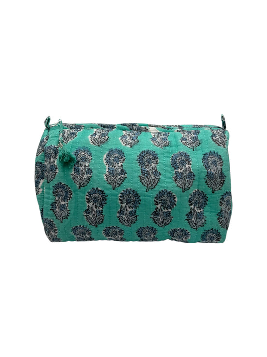 'Flower and Green' Block Printed Sponge Bag/Washbag