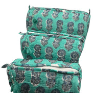 'Flower and Green' Block Printed Sponge Bag/Washbag