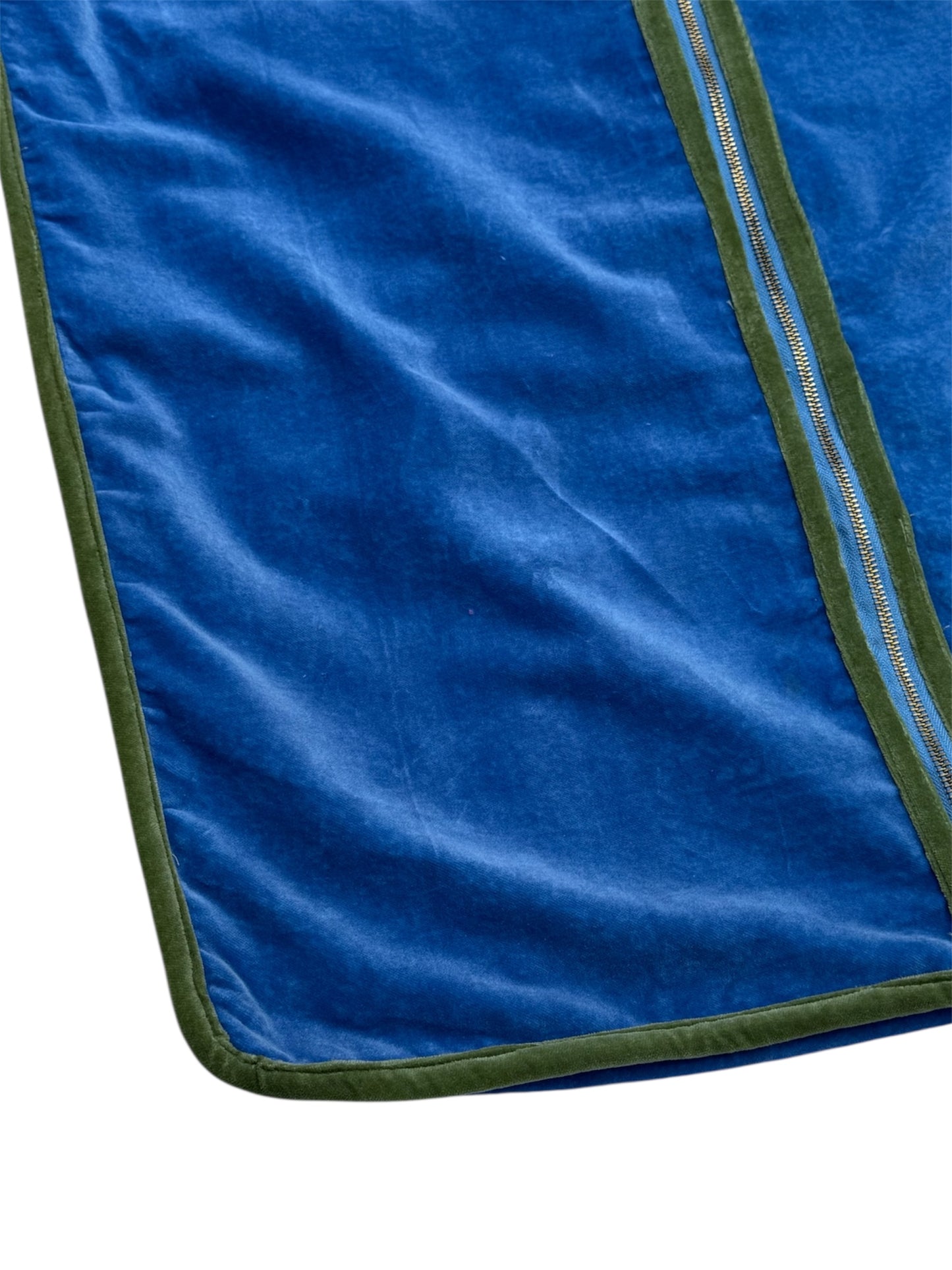 Electric Blue and Olive Velvet Clothes Cover/Garment Bag