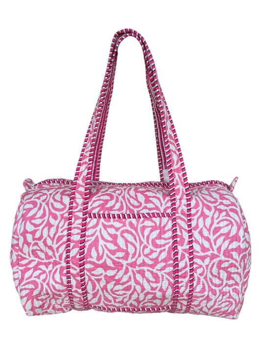 'Pink Trails' Block Print Overnight Bag
