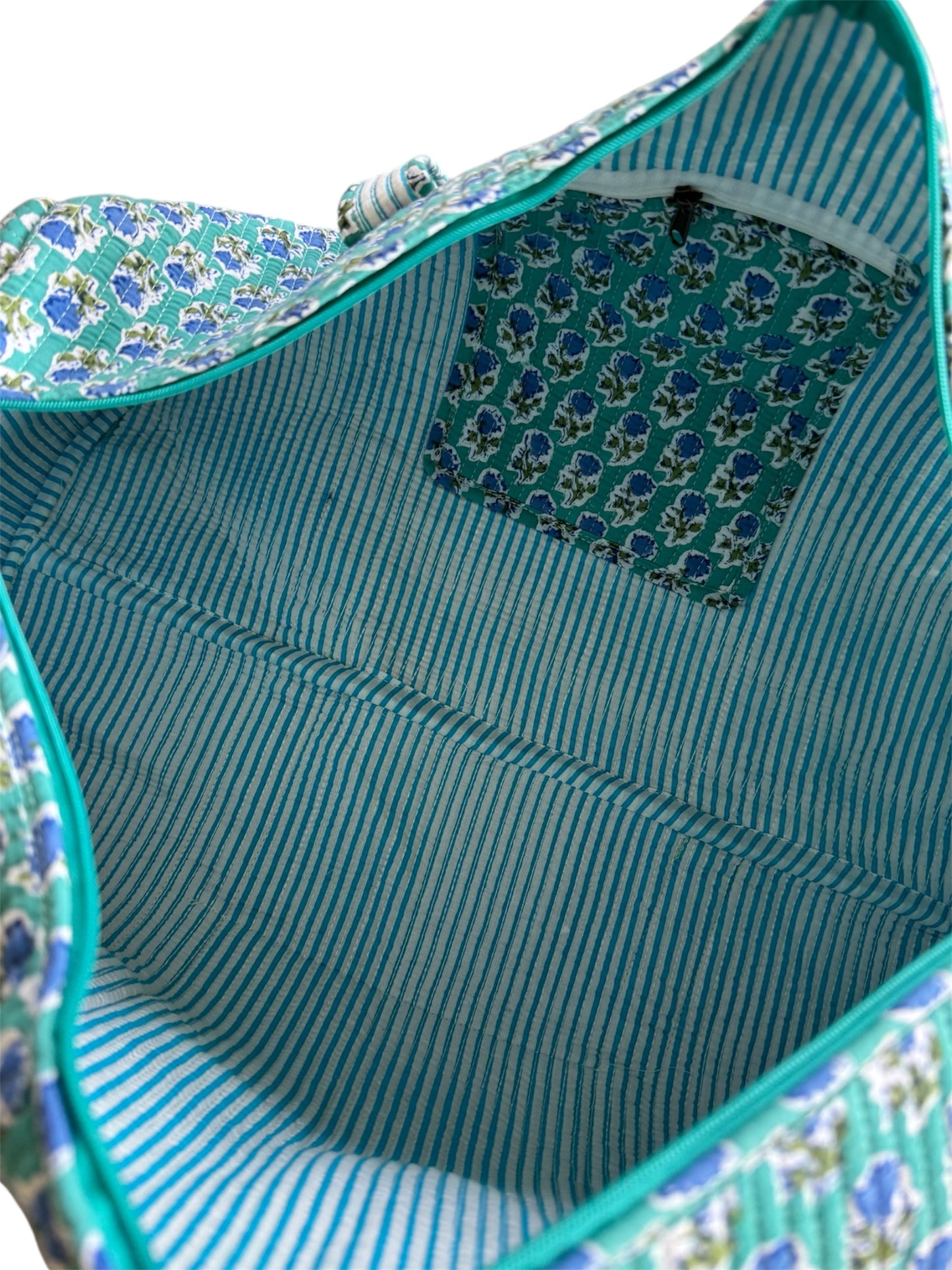 'Green Forest' Block Print Overnight Bag