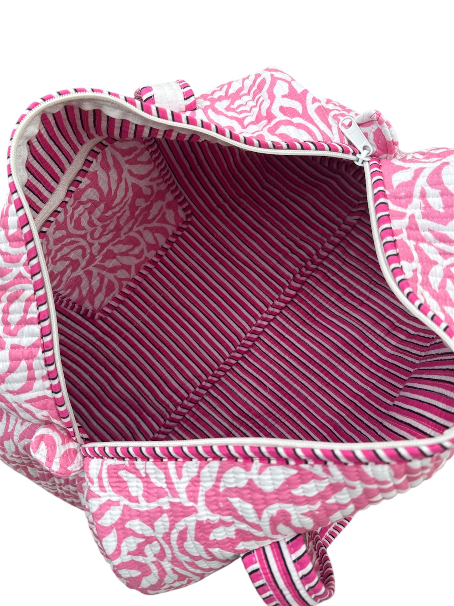 'Pink Trails' Block Print Overnight Bag