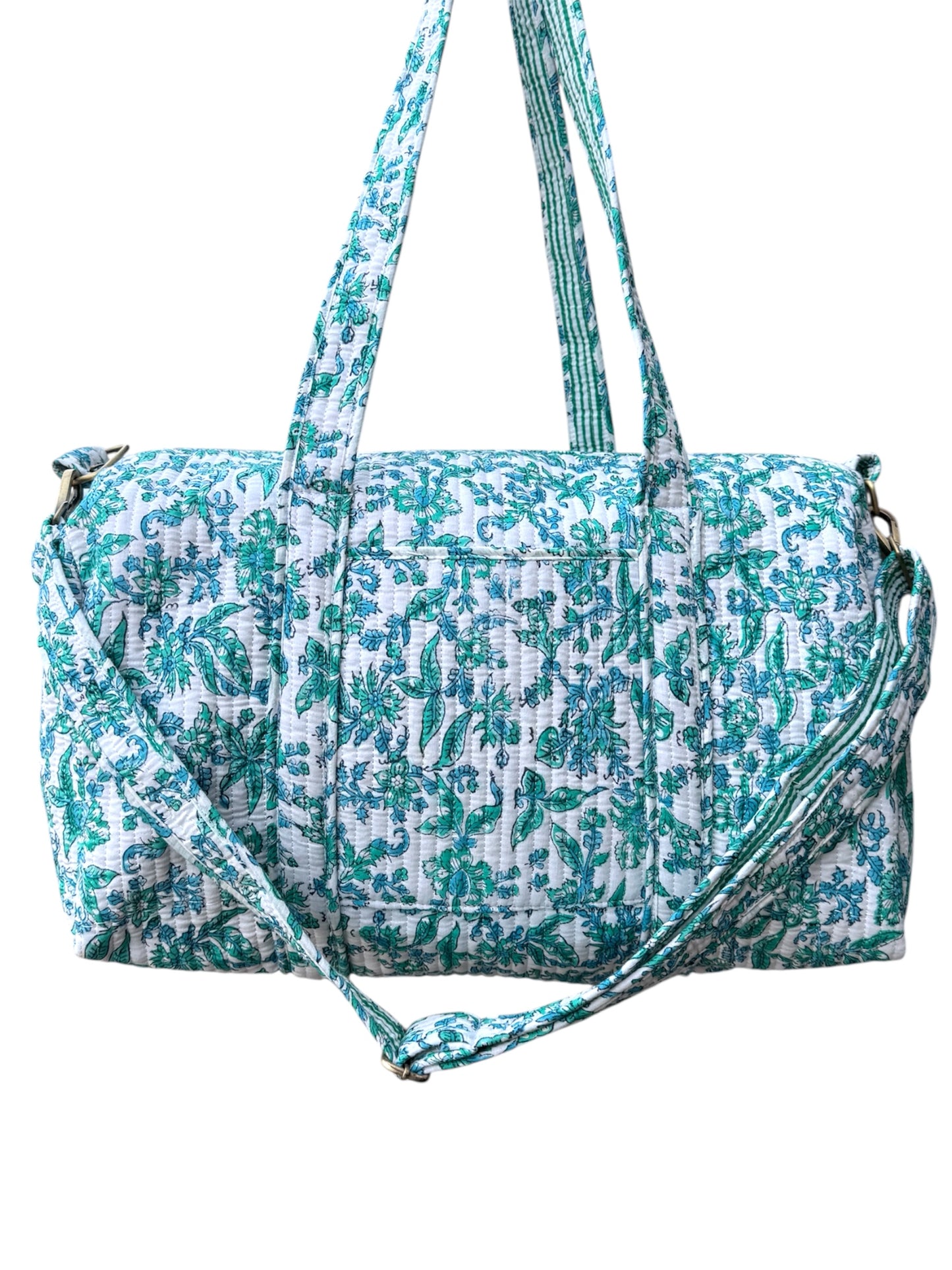 'Baby Blue & Turquoise' Block Print Overnight/Weekend Bag