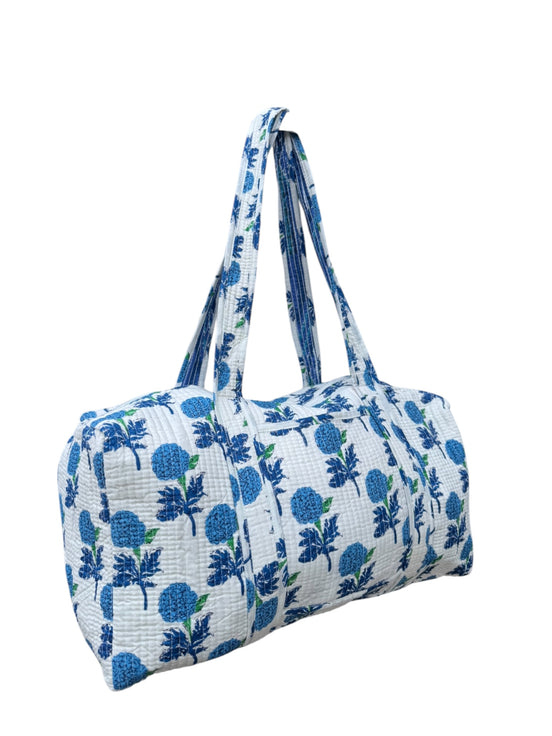 'Blue Dandelion' Block Print Overnight/Weekend Bag