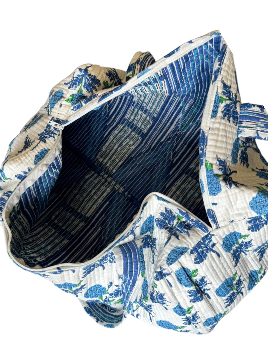 'Blue Dandelion' Block Print Overnight/Weekend Bag