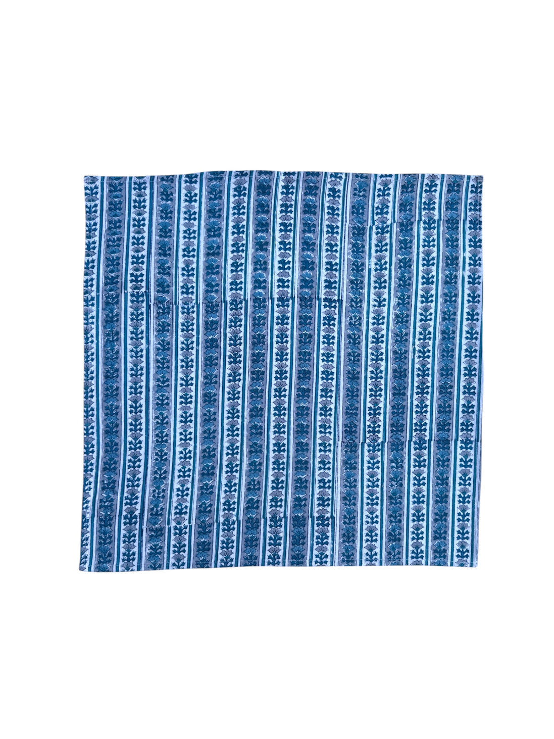 Blue Shrub Stripe Block Print Napkins (Set of 6)