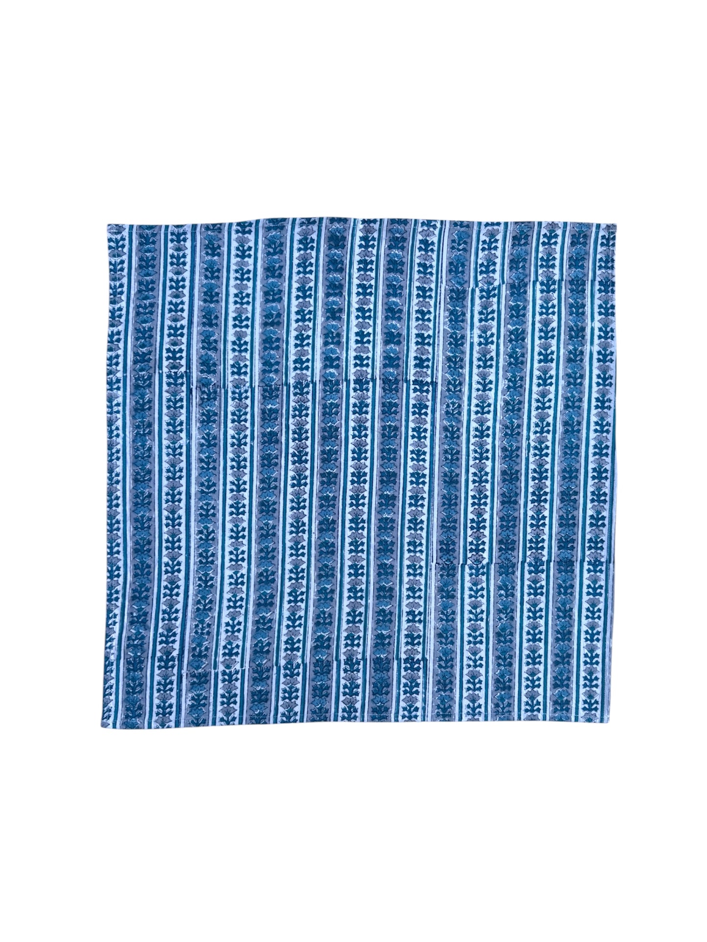 Blue Shrub Stripe Block Print Napkins (Set of 6)