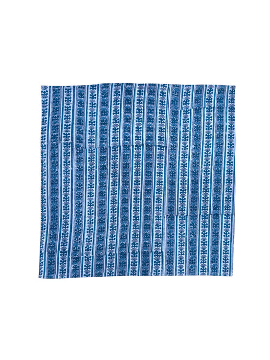 Blue Shrub Stripe Block Print Napkins (Set of 6)