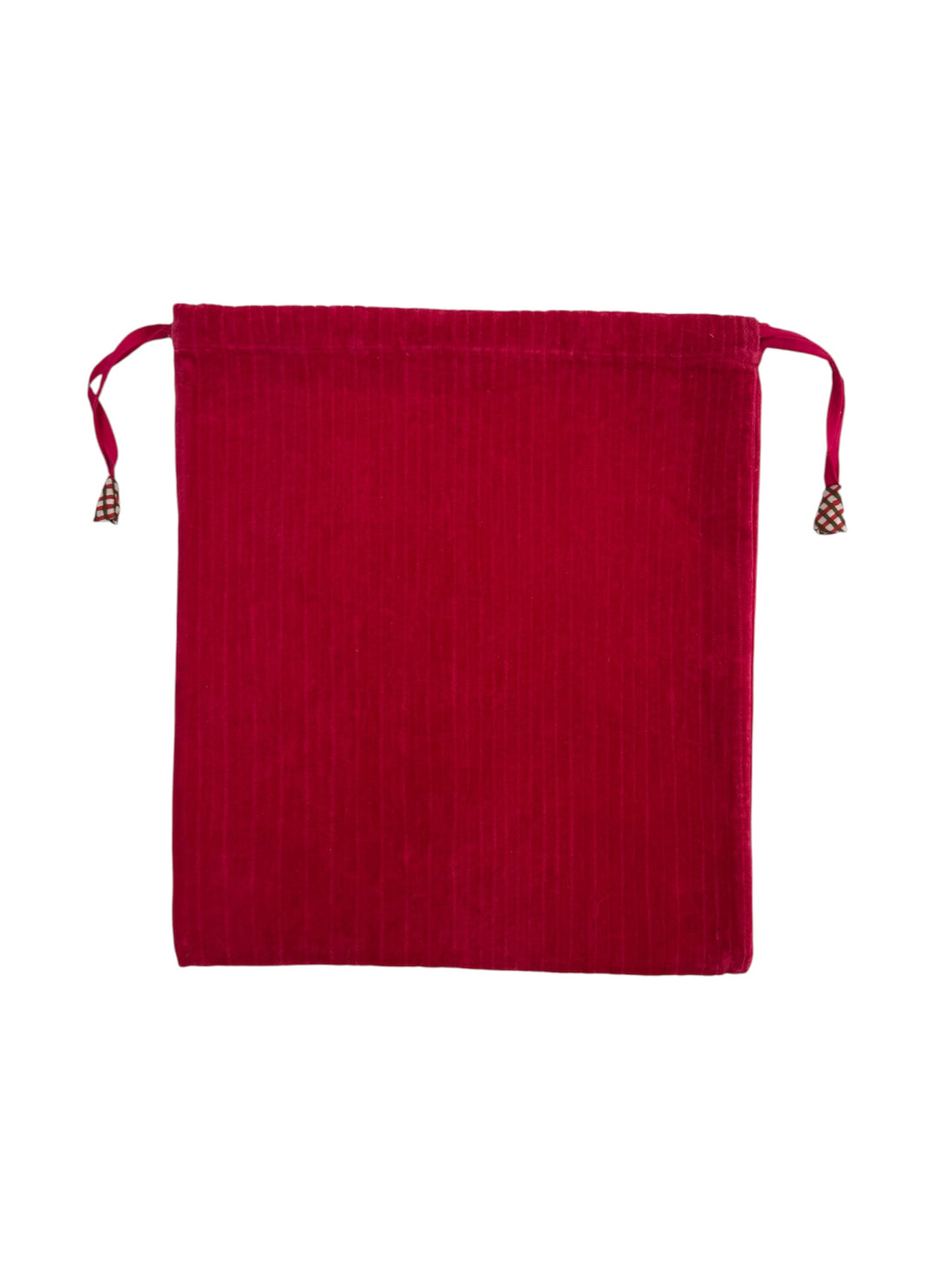 Pink Ribbed Velvet Drawstring Bag