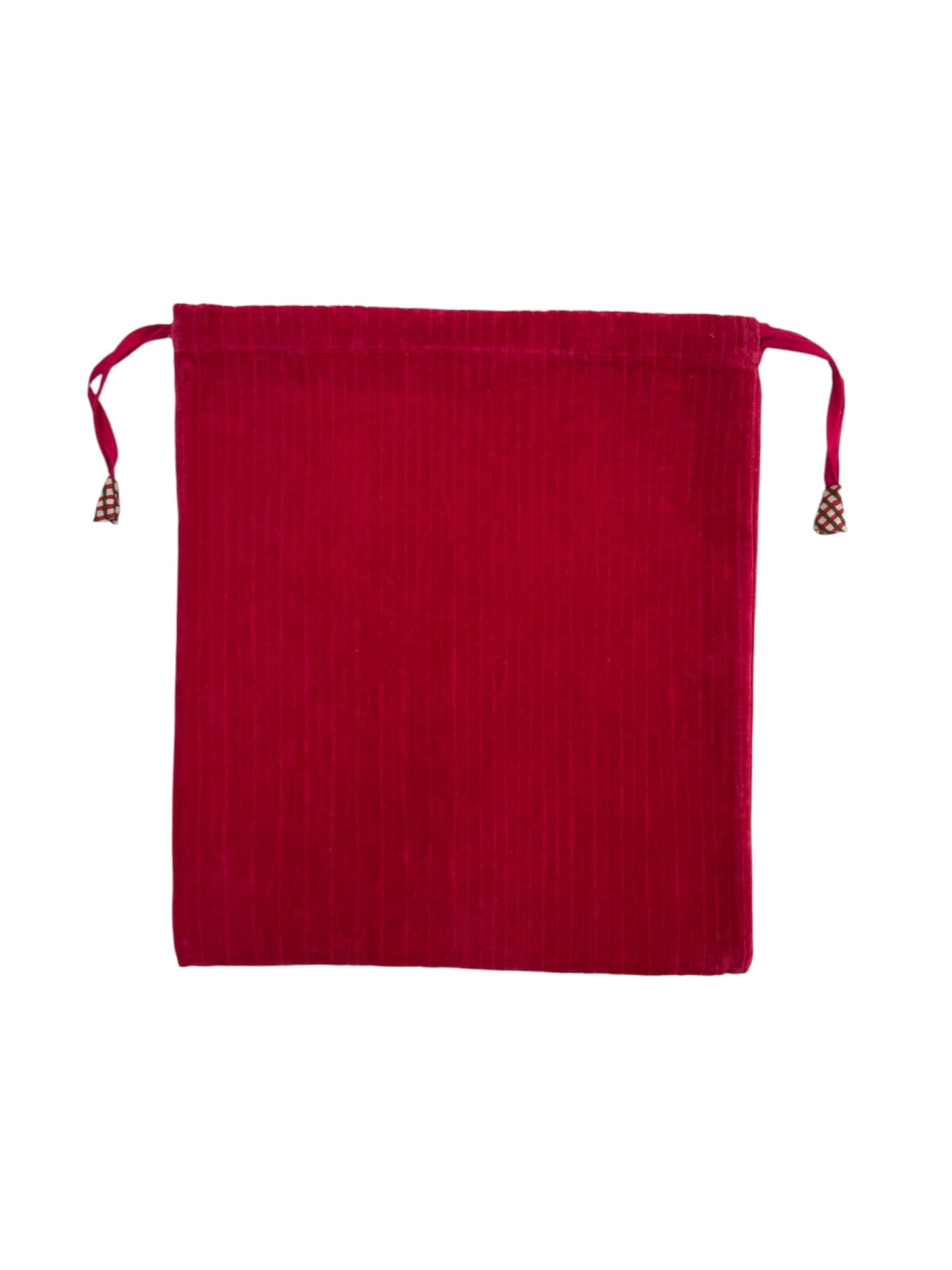 Pink Ribbed Velvet Drawstring Bag