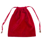 Pink Ribbed Velvet Drawstring Bag