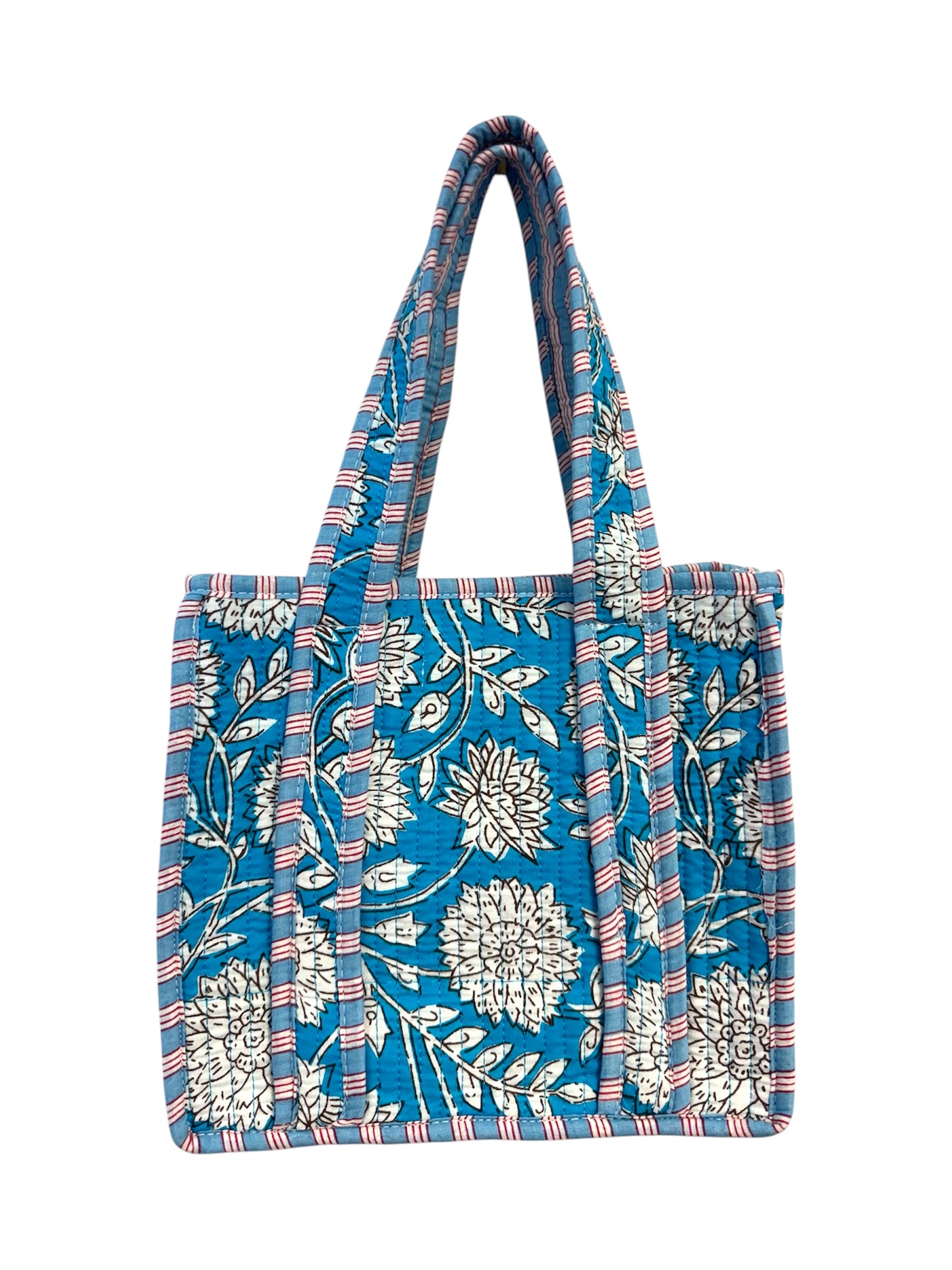 Mini 'Blue Fauna' Block Print Tote Bag