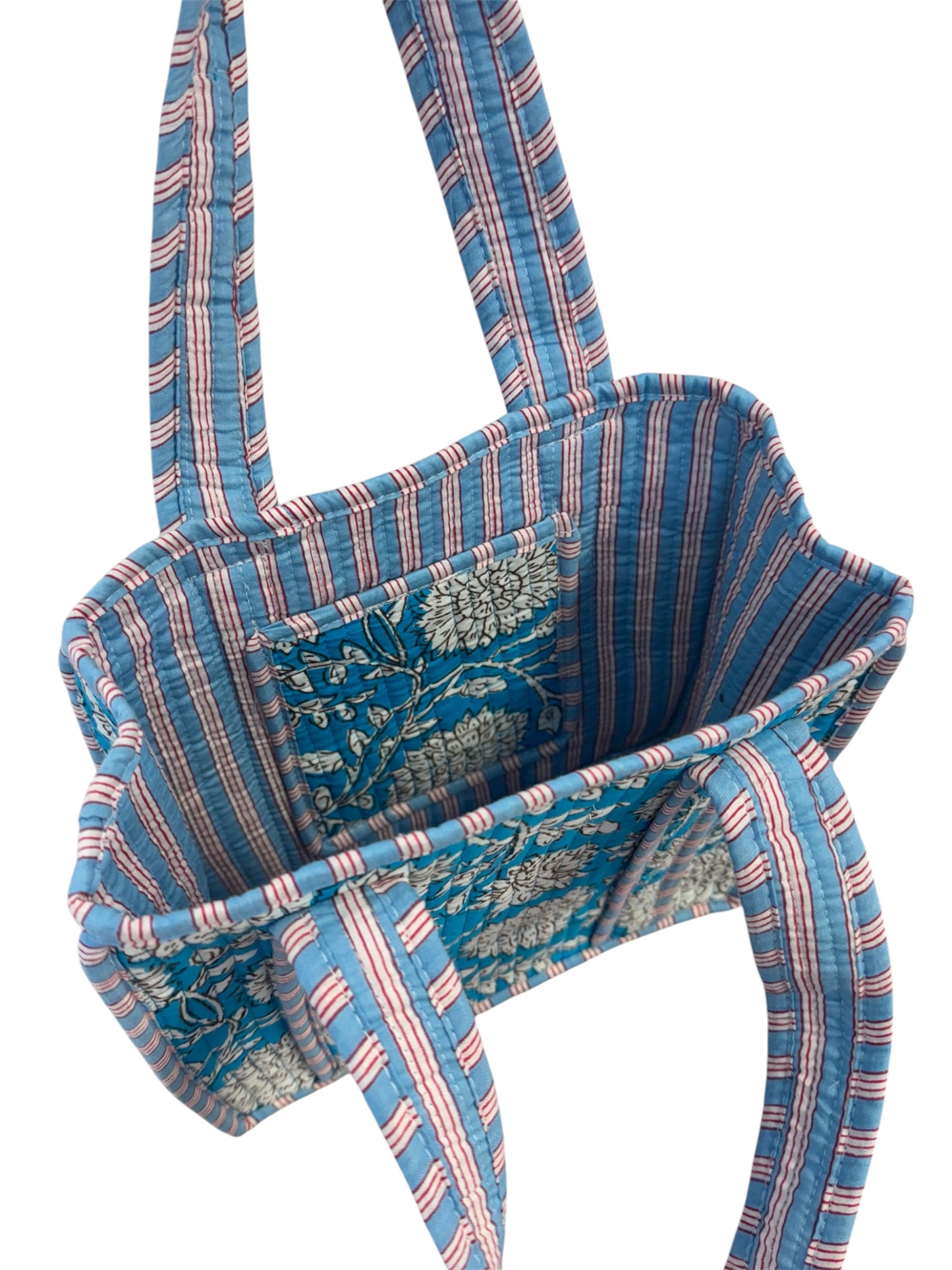 Mini 'Blue Fauna' Block Print Tote Bag