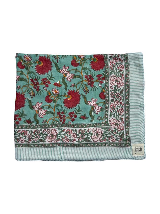 'Red Floral' Block Printed Cotton Towel