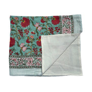 'Red Floral' Block Printed Cotton Towel