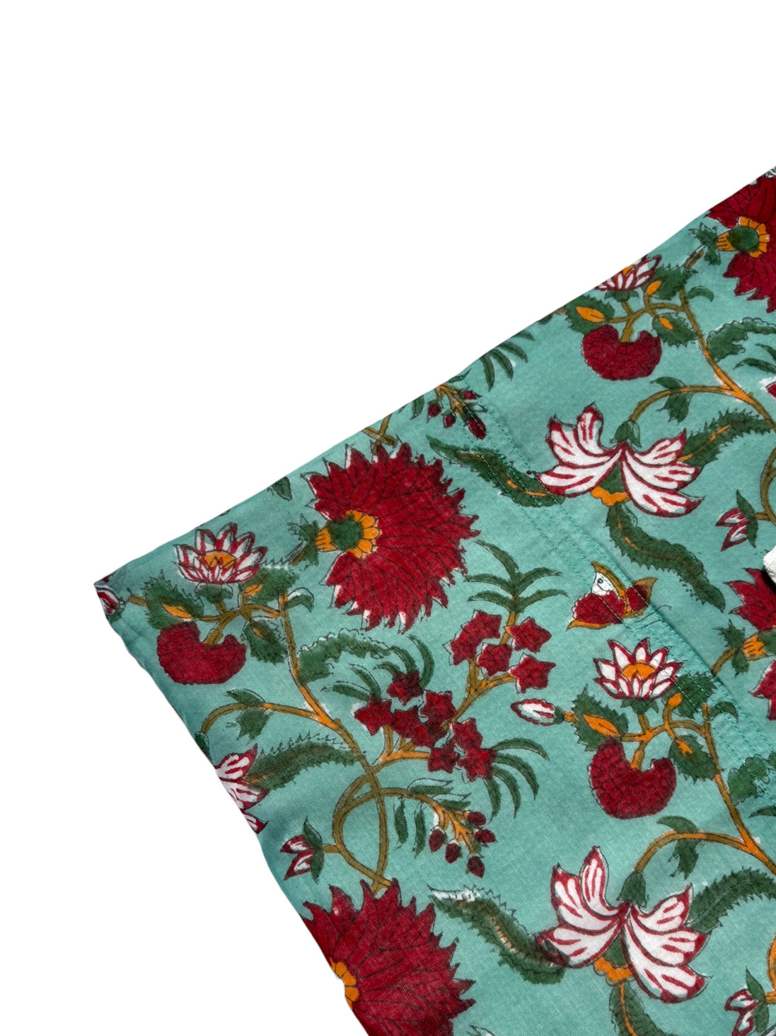 'Red Floral' Block Printed Cotton Towel