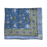'Blue Provence Floral' Block Printed Cotton Towel