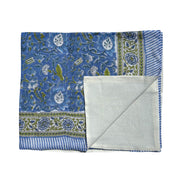 'Blue Provence Floral' Block Printed Cotton Towel