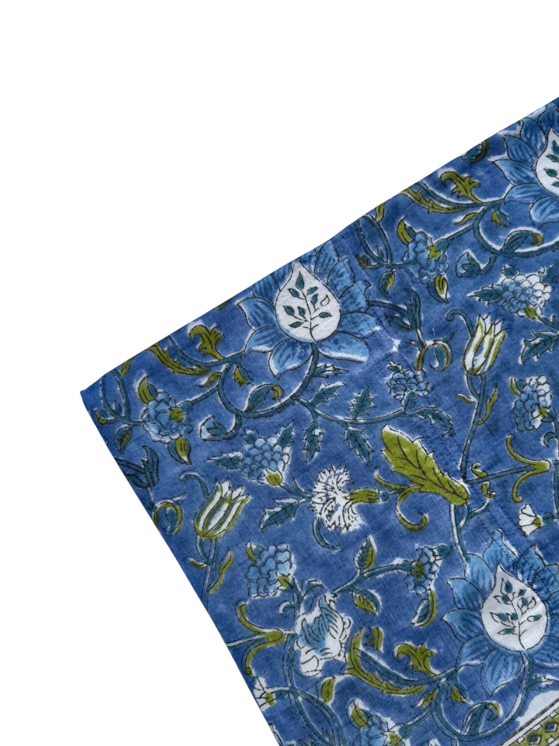 'Blue Provence Floral' Block Printed Cotton Towel