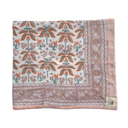 'Orange Moroccan Leaves' Block Printed Cotton Towel