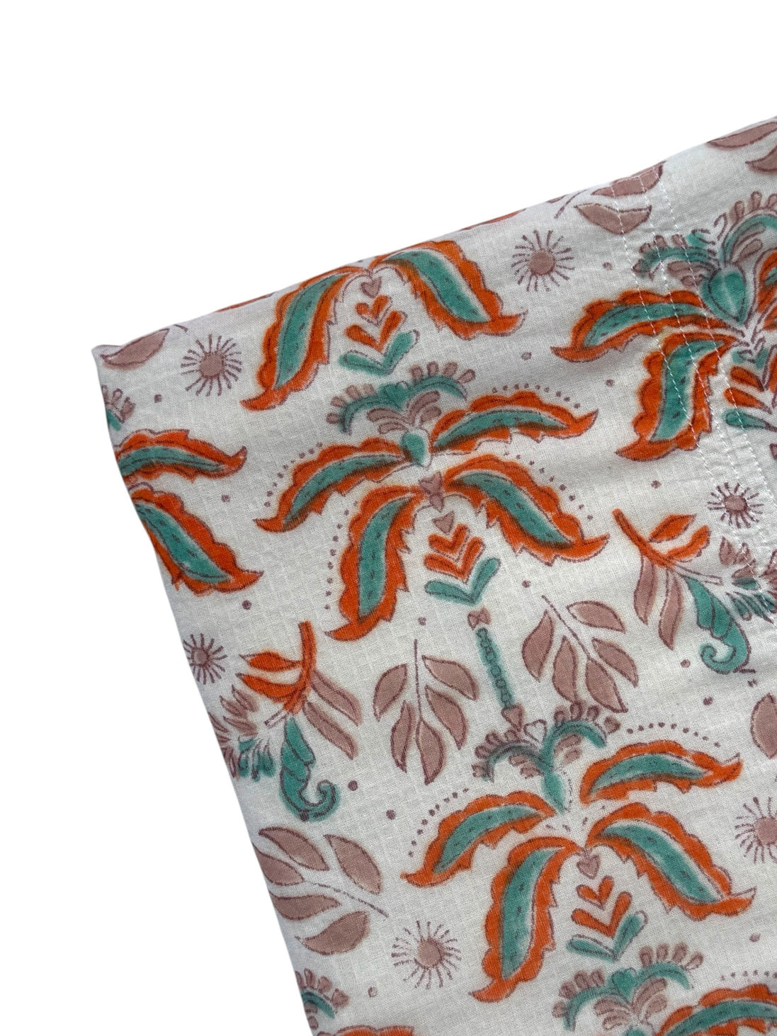 'Orange Moroccan Leaves' Block Printed Cotton Towel