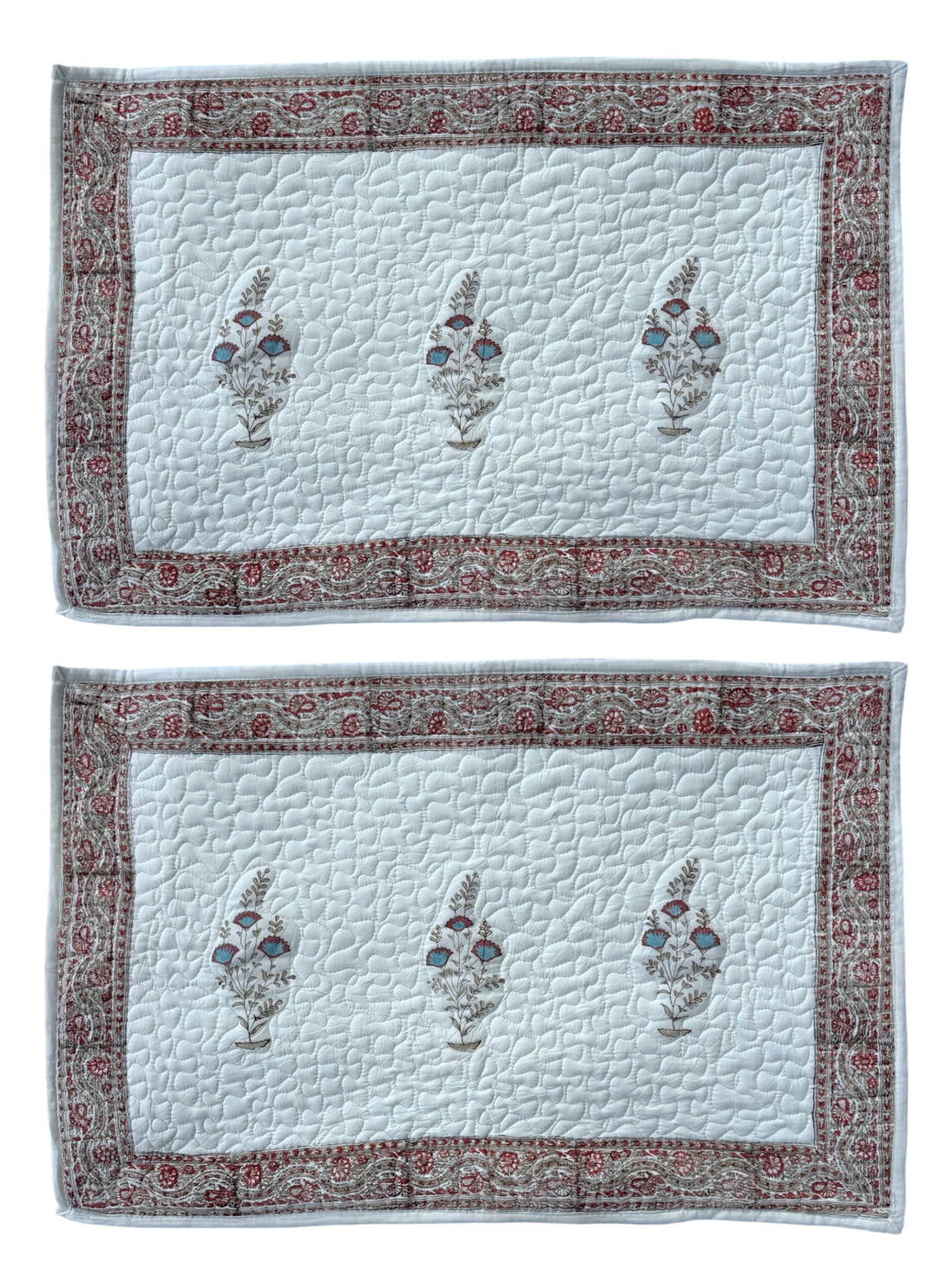 Provençal Blue & Red Shrub Quilted Cushion/Pillowcases