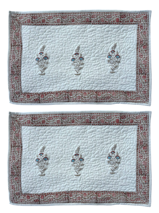 Provençal Blue & Red Shrub Quilted Cushion/Pillowcases