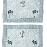 Palmtree & Pink Shrub Quilted Cushion/Pillowcases