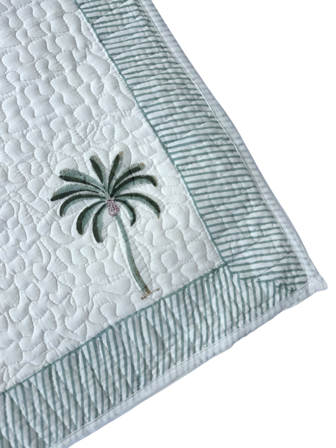 Palmtree & Pink Shrub Quilted Cushion/Pillowcases