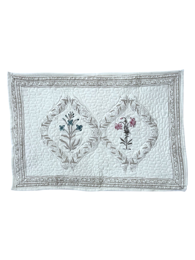 Pink & Blue Flower Quilted Cushion/Pillowcases