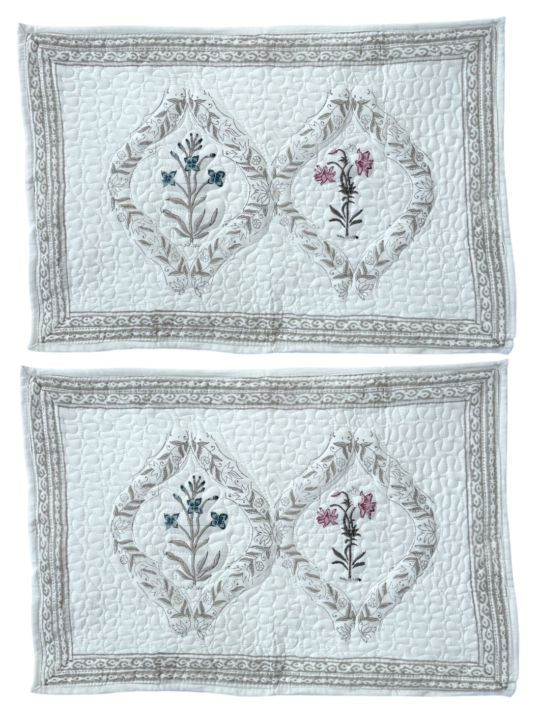 Pink & Blue Flower Quilted Cushion/Pillowcases