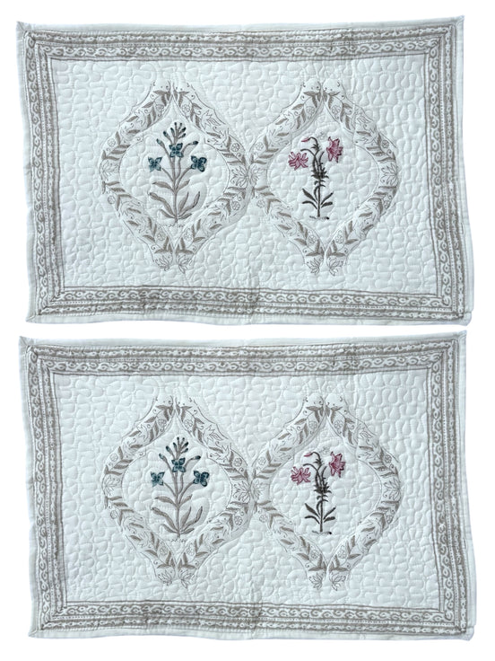 Pink & Blue Flower Quilted Cushion/Pillowcases