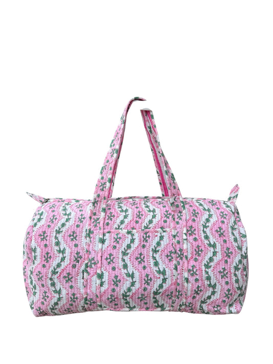 'Pink Arles' Block Print Overnight/Weekend Bag