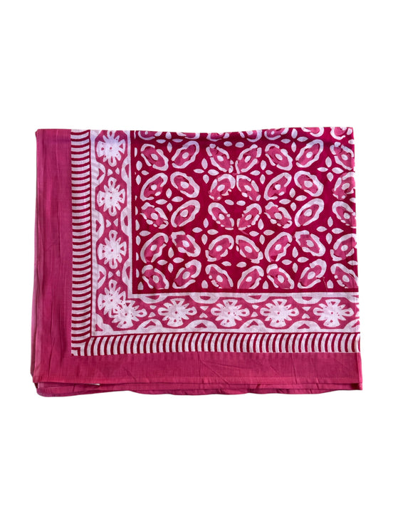 'Pink Patterned' Hand Block Printed Sarong