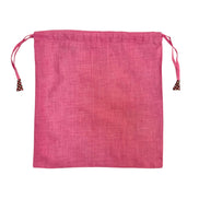 Pink Linen Drawstring Bag