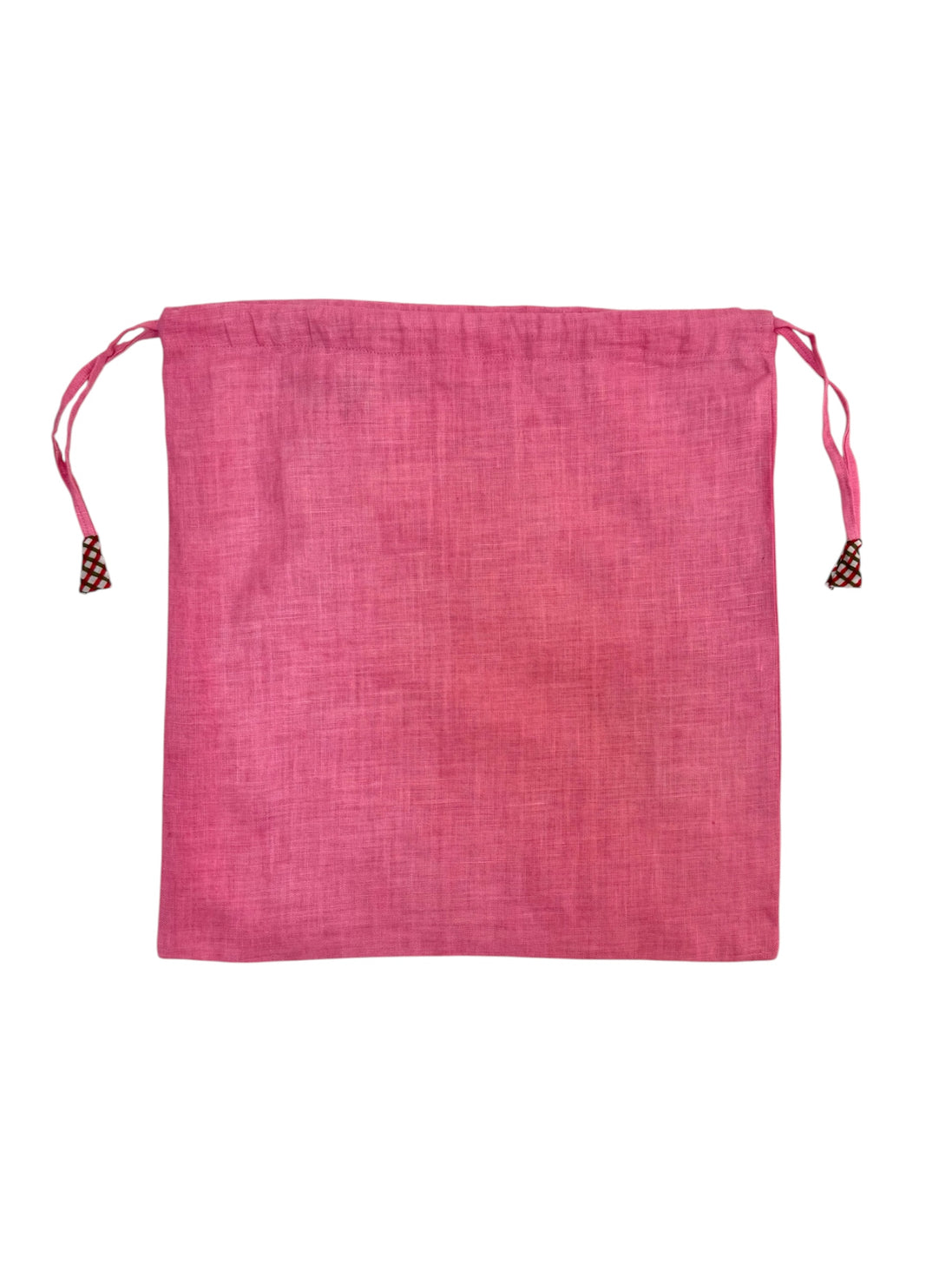 Pink Linen Drawstring Bag