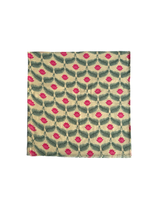 Pink Lotus Block Print Napkins (Set of 6)