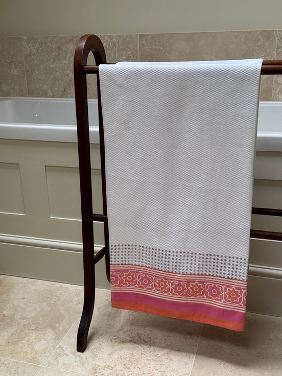 Pink & Orange Flower Cotton Waffle Towel