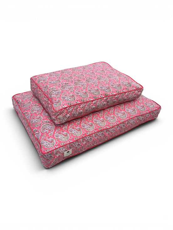 'Pink Paisley' Hand Block Printed Washable Dog Bed
