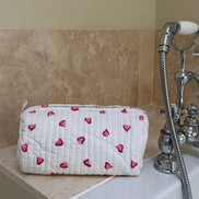 'Red & Pink Hearts' Block Printed Sponge Bag/Washbag