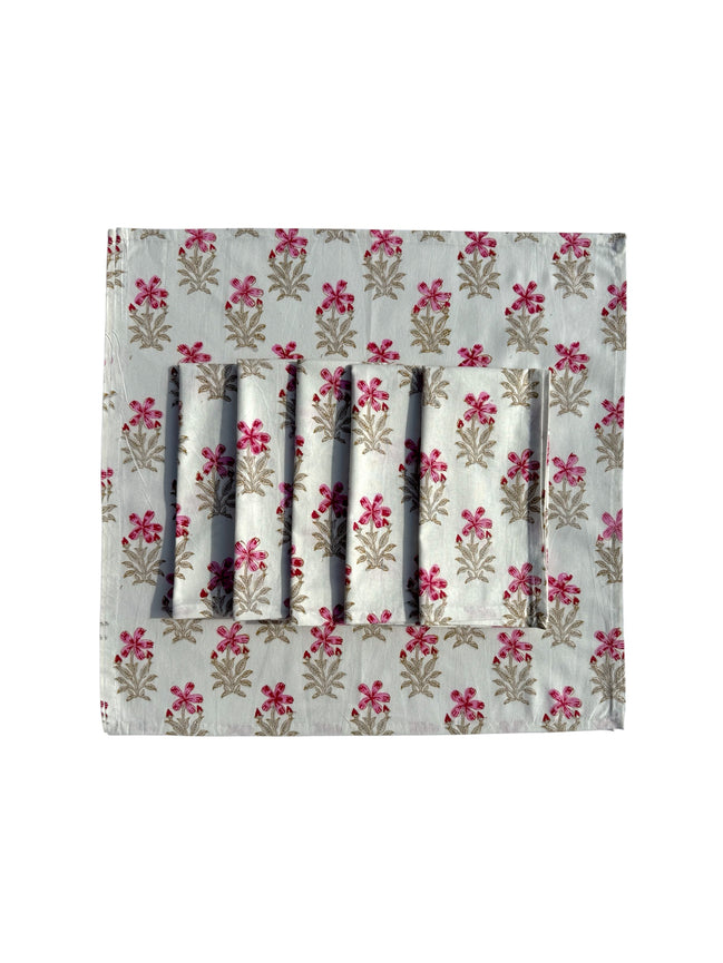 Pink Shrub Block Print Napkins (Set of 6)