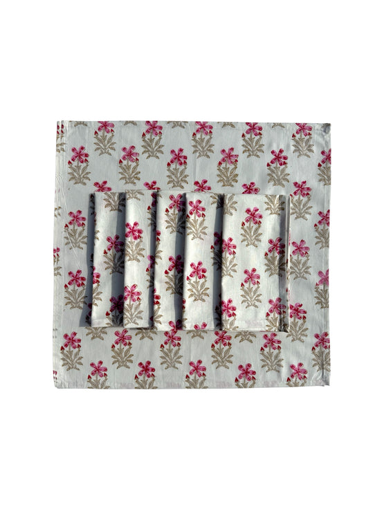 Pink Shrub Block Print Napkins (Set of 6)